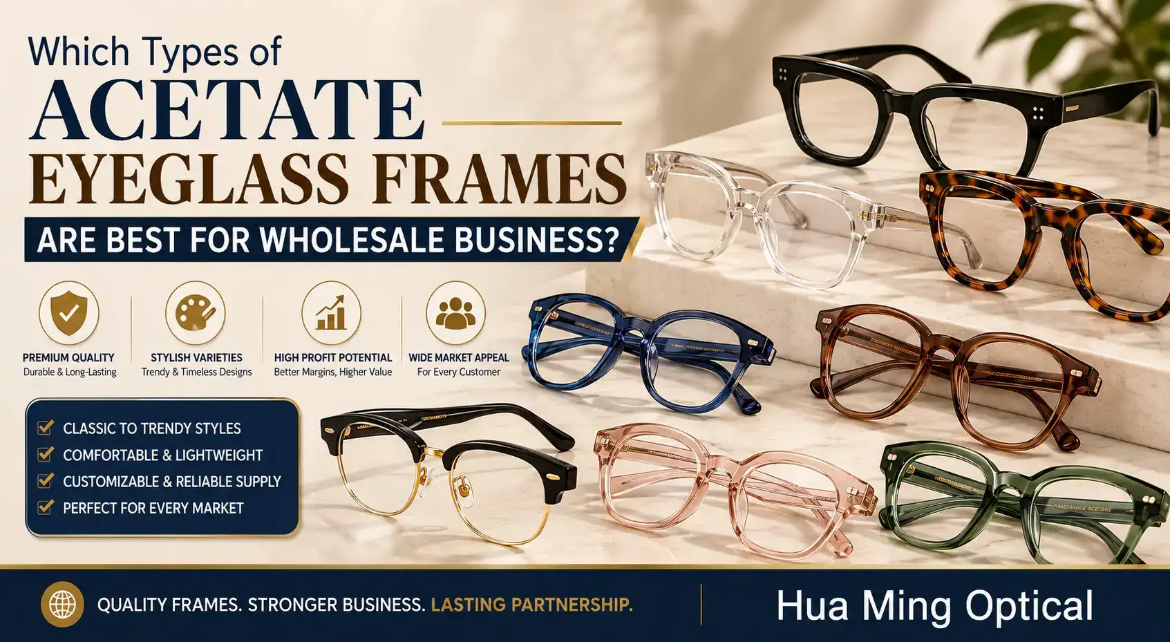 Which Types of Acetate Eyeglass Frames Are Best for Wholesale Business?