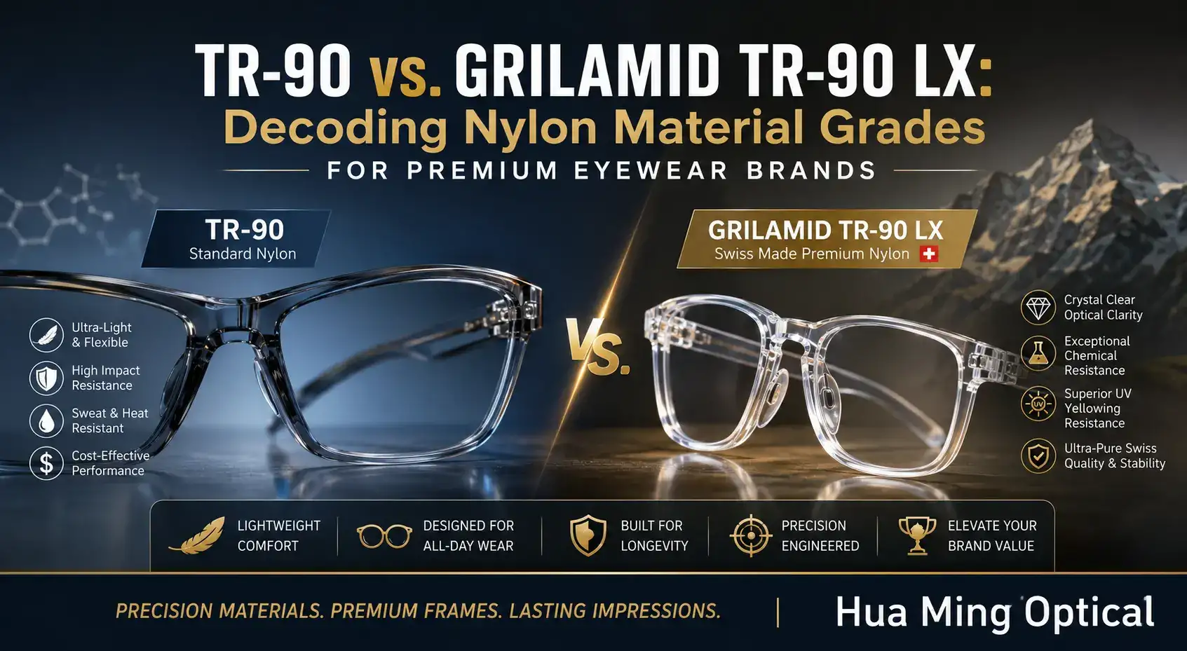 TR-90 vs. Grilamid TR-90 LX: Decoding Nylon Material Grades for Premium Eyewear Brands