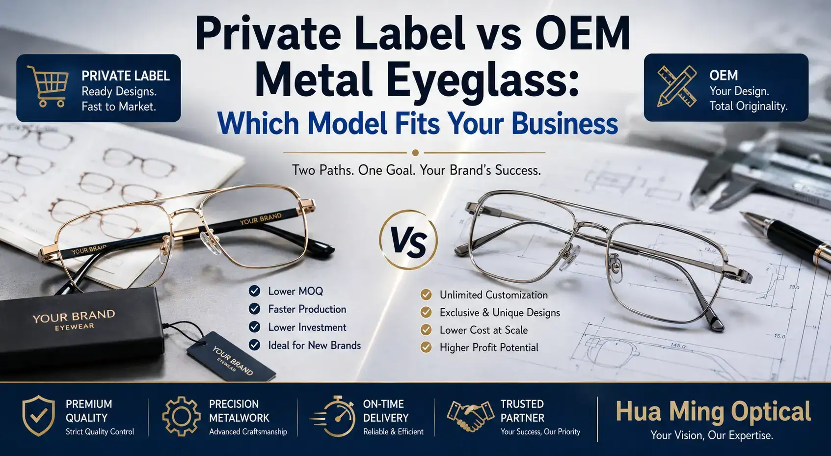 Private Label vs OEM Metal Eyeglass: Which Model Fits Your Business