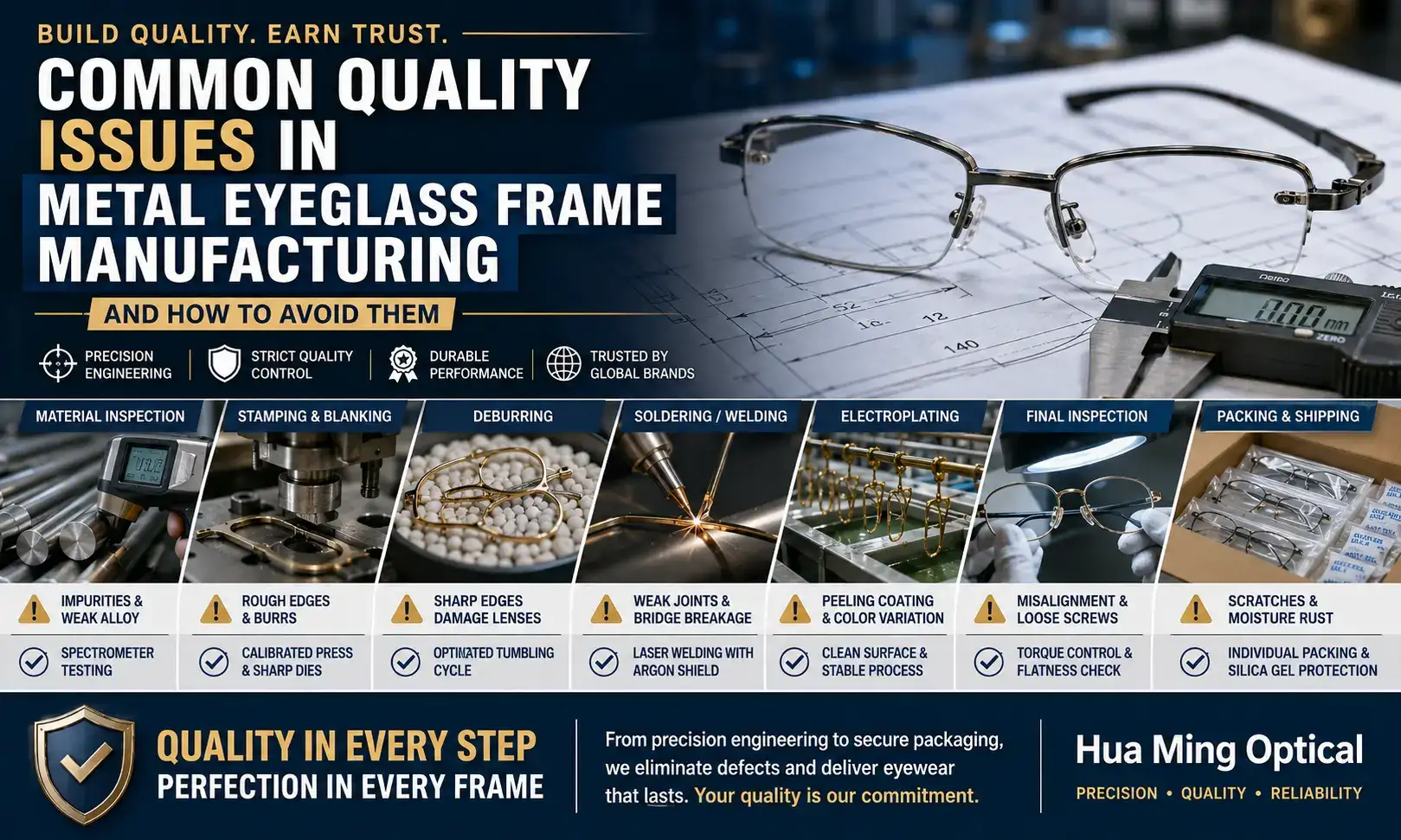 Common Quality Issues in Metal Eyeglass Frame Manufacturing and How to Avoid Them