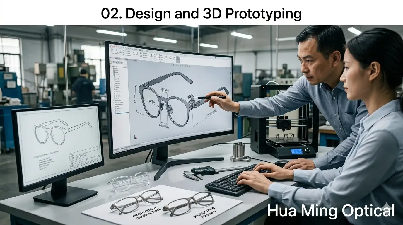 02. Design and 3D Prototyping for Metal Frames of Metal Eyeglass Frame Manufacturing Process by Hua Ming Optical
