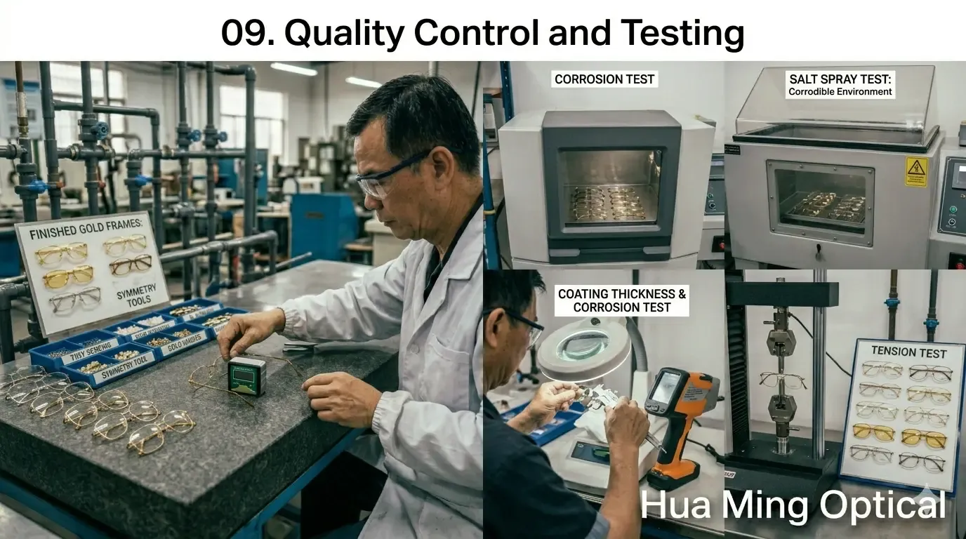 09. Quality Control and Testing for Metal Frames of Metal Eyeglass Frame Manufacturing Process by Hua Ming Optical