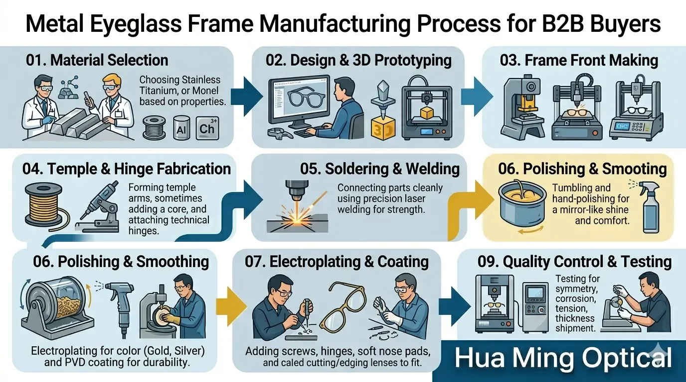 Conclusion of the Metal Frame Making Process by Hua Ming Optical
